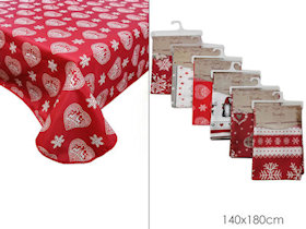 TOVAGLIA NATALIZIA IN STOFFA CON DECORI CM.140x180 ROSSA 675154 GENERAL