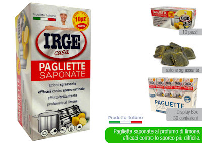SPUGNA LANA ACCIAIO PAGLIETTE SAPONATE IRGE CONF.10PZ.