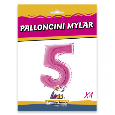 PALLONCINO MYLAR FUXIA NUMERO 5 CM.102 D.40