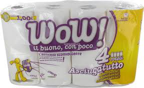 ASCIUGATUTTO IN CARTA WOW 4 ROTOLI 2 VELI