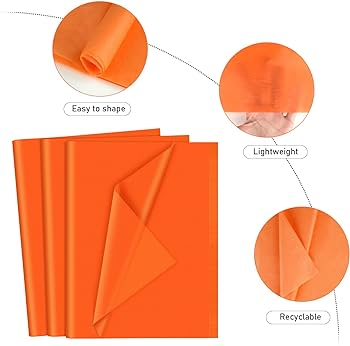 CARTA VELINA IN FOGLI CONFEZIONE 24FF CM.50x76 DA 20GR. ARANCIO