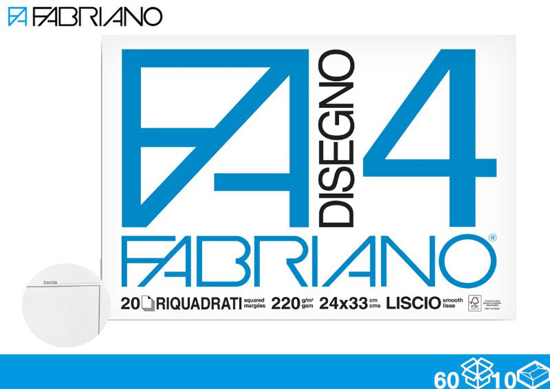 BLOCCO DISEGNO FABRIANO F4 24x33 20ff LISCIO SQUADRATO