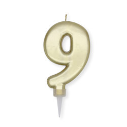 CANDELINA CERA PLUMP CM.10 ORO METAL N. 9 BIGPARTY