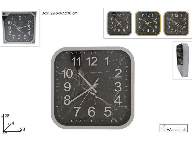 OROLOGIO DA PARETE QUADRATO 30CM EFFETTO MARMORIZZATO DUESSE
