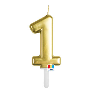 CANDELINA CERA TINY PLUMP CM.7 ORO METAL N. 1 BIGPARTY