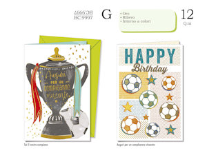 BIGLIETTI COMPLEANNO SPORT BC.9997 PEZZI 12