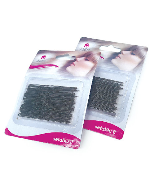CAPELLI PINZA PER CAPELLI FERRETTI ONDULATI LUNGHI NERI CONF.50PZ. 43200 SETABLU