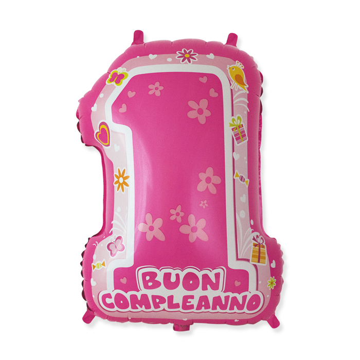 PRIMO COMPLEANNO PALLONCINO ROSA MYLAR CM.45x62 BIGPARTY