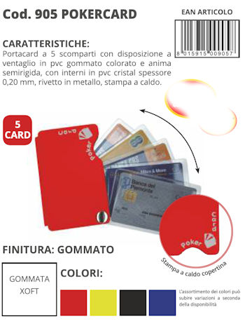 PORTA CARD IN PVC 5 TASCHE GOMMATO A ROTAZIONE COLOR ALPLAST