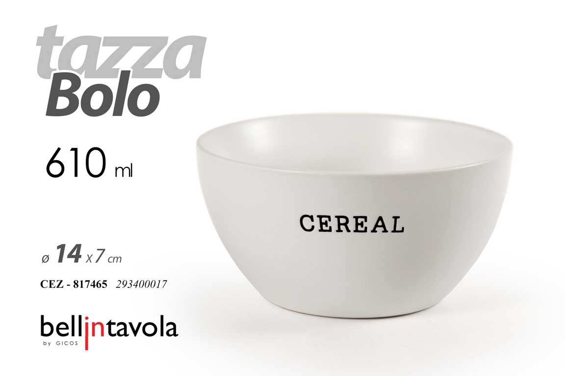 TAZZONE IN CERAMICA 610ML. BIANCA CON SCRITTA CEREAL GICOS