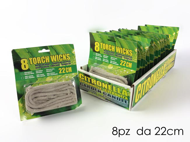 CITRONELLA IN CONTENITORE VETRO FIACCOLA SOLO STOPPINI COTONE CONF.8PZ. 537911 G
