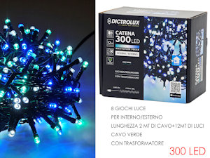 300 LED MINILUCCIOLE ESTERNO MT.12+6,5 CAVO MULTICOLOR POLAR PROGRAM. NO PROLUNG