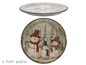 PARTY NATALE DECORO PUPAZZO IN CARTA PIATTI CM.23 CONF.6 PZ. 471089 GENERAL