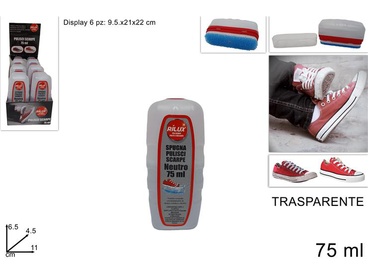 SCARPE SOLO LUCIDASCARPE SPUGNA CON DISPENCER 75ML. NEUTRO TRASPARENTE DUESSE