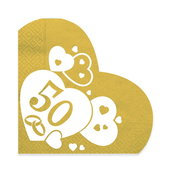 50° ANNIVERSARIO TOVAGLIOLI CUORE CM.33x33 CONF.20PZ. BIGPARTY