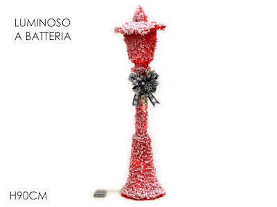 LANTERNA LUMINOSA SU BASE CM.H.90 ROSSA CON FIOCCO 455544 GENERAL