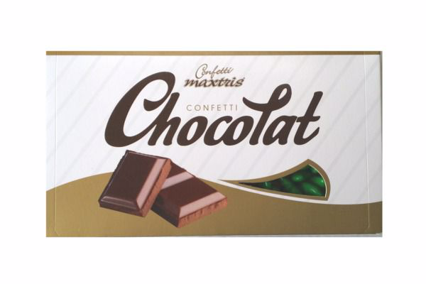 CONFETTI MAXTRIS AL CIOCCOLATO 1KG. COL. VERDI CON ANIMA CIOCCOLATO FONDENTE