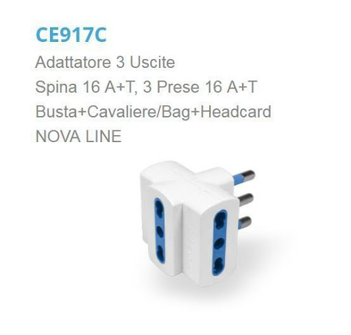 ADATTATORE CON 3 PRESE SPINA 10/16A PASSO GRANDE CE17B
