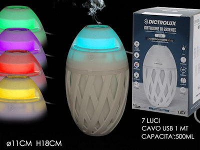 DEODORANTE AMBIENTE DIFFUSORE CM.18xD.11 CON LUCI E CAVO USB 803102 GENERAL