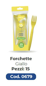 FORCHETTE IN PLASTICA RIUTILIZZABILI CONF.15PZ.GIALLO PARTY LINE
