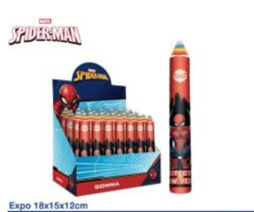 GOMME PER CANCELLARE SAGOMATA MATITA MAXI CM.14 SPIDERMAN EOLD. PEZZI 24