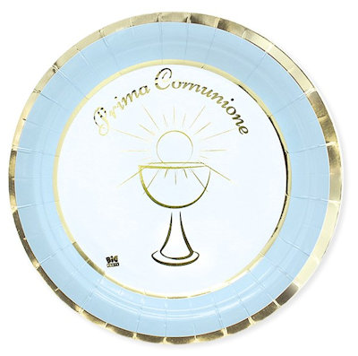 COMUNIONE CHIC CELESTE PIATTI CM.24 CONF.8 PZ. BIGPARTY
