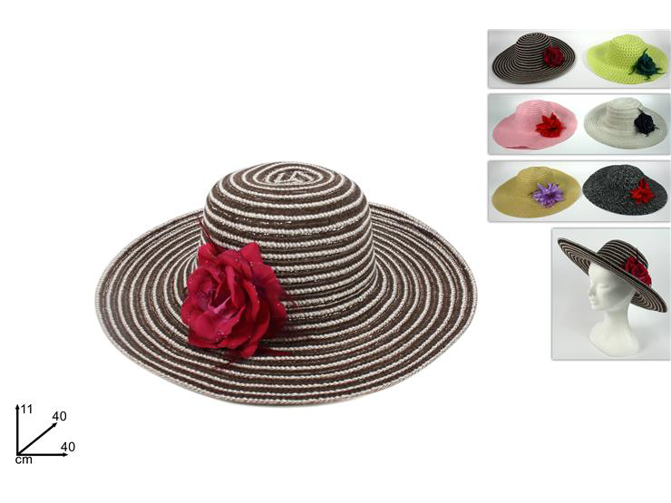 CAPPELLO SOMBRERO DONNA CON FIORE CM.40x40x11 DUESSE
