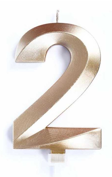 CANDELINA CERA 3D CM.10 ORO CHROME NUMERO 2