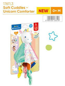 BABY PELUCHE COPERTINA MORBIDA UNICORNO 0+ MESI 17611 CLEMENTONI