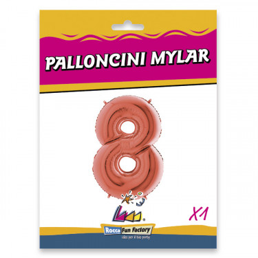 PALLONCINO MYLAR ROSE GOLD NUMERO 8 CM.102 D.40