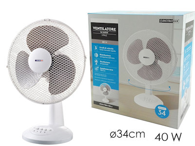VENTILATORE DA TAVOLO CM.34 3 PALE 40W SU BASE TONDA 586001 DICTROLUX