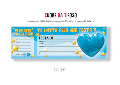 INVITO TIFOSO CELESTE INVITO ASSEGNO DA 15 FOGLI