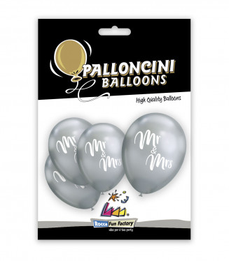 PALLONCINI 12 POLLICI TITANIO CM.32 CONF.5PZ. MR & MRS ARGENTO