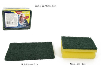 SPUGNA ABRASIVA KIT 9PZ. 2 SPUGNE + 5 SPUGNE FIBRA DUESSE