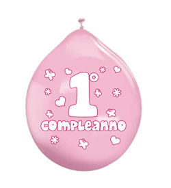 FESTA PRIMO COMPLEANNO ROSA PALLONCINI 10 POLLICI  CM.26 CONF.20PZ. BIGPARTY