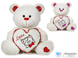PELUCHE ORSO BIANCO SEDUTO CON CUORE CON SCRITTA LOVE CM.55 721511 GENERAL