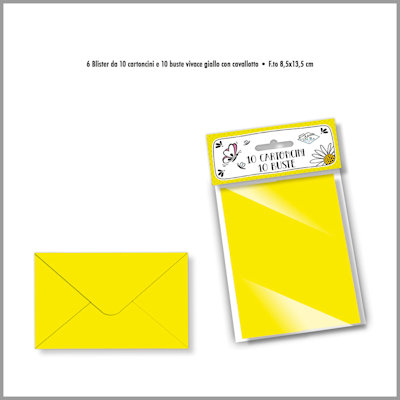 BIGLIETTI COLORATI CON BUSTE CM.9x14 GIALLO FORTE CONF.10PZ. CROMO