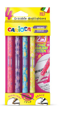EVIDENZIATORE CARIOCA CANCELLABILE CONF.4 COLORI MEMO ERASE 2 IN 1