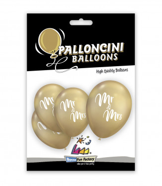 PALLONCINI 12 POLLICI TITANIO CM.32 CONF.5PZ. MR & MRS ORO