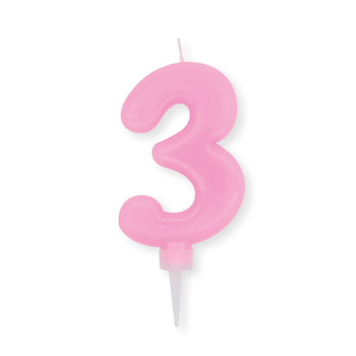 CANDELINA CERA PLUMP CM.10 ROSA N.3 BIGPARTY