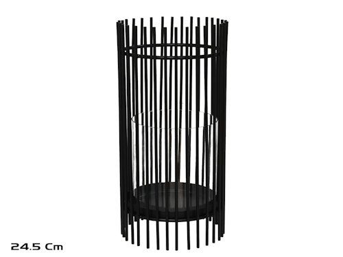 PORTACANDELA CILINDRO IN FERRO NERO CON VETRO CM.12xH.24 GERIMPORT
