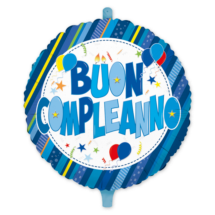 BUON COMPLEANNO PALLONCINO MYLAR CM.45 TONDO CELESTE BIGPARTY