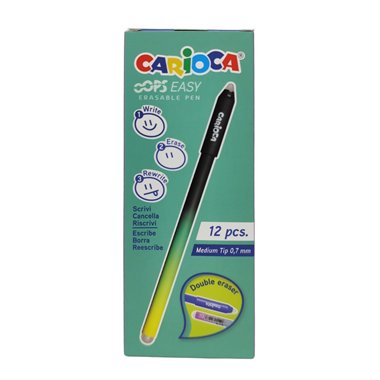 PENNA CANCELLABILE CARIOCA OOPS EASY REFIL USA E GETTA NERA pezzi 12