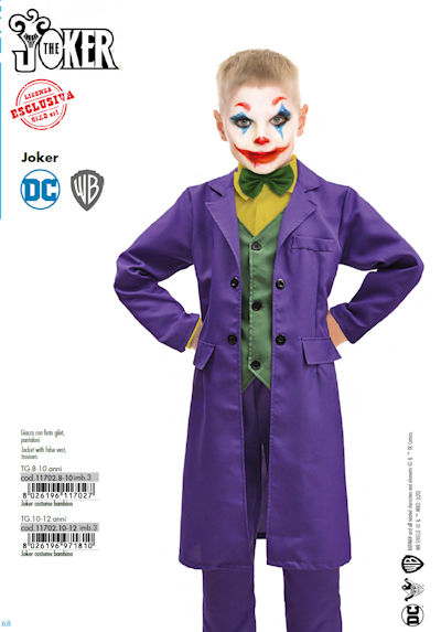 COSTUME PERSONAGGIO JOKER TAGLIA 10/12 ANNI