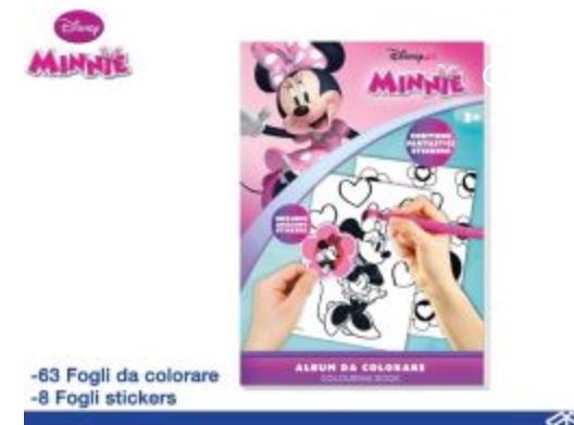 ALBUM DA COLORARE CON STIKERS PERSONAGGIO MINNIE EOLD.