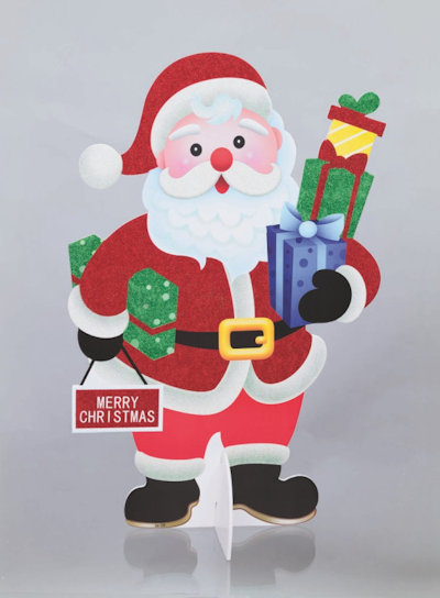 PORTA DIETROPORTA BABBO NATALE IN POLPAN GLITTER CM.87 CON SCRITTA MERRY EURONAT