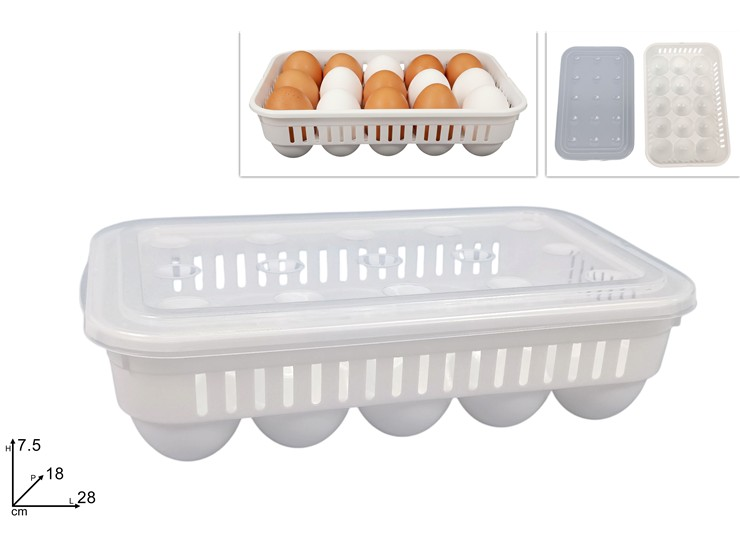 CONTENITORE IN PLASTICA ERMETICO RETTANGOLARE PORTA 15 UOVA DUESSE