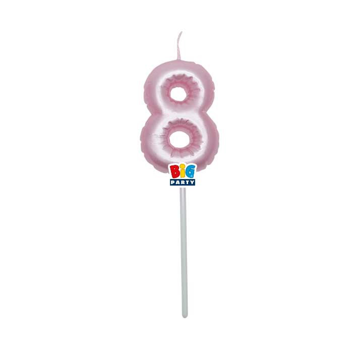 CANDELINA CERA BALLON CM.13 ROSA PERLA N.8 BIGPARTY