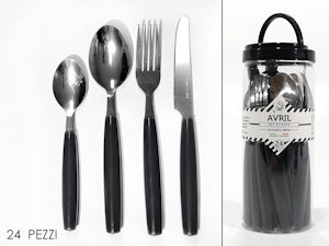 POSATE SERVIZIO 24 PZ. AVRIL MANICO NERO 576608 GENERAL