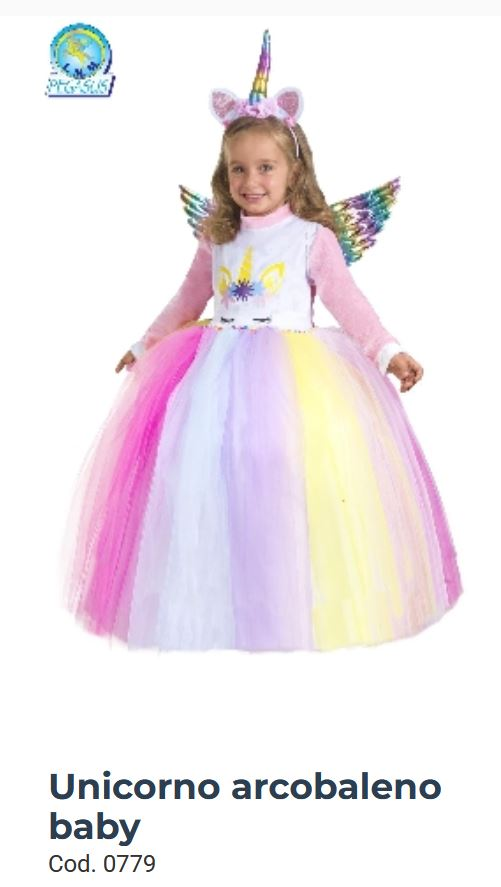 COSTUME UNICORNO ARCOBALENO 5/6 ANNI DI PEGASUS 0779